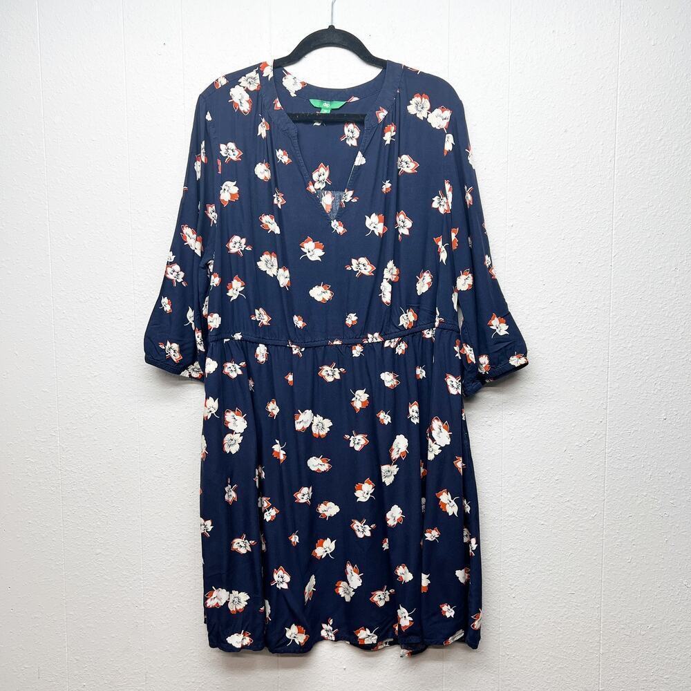 Dip Long Sleeve Midi Dress Womens 2X Dark Floral Boho Party Event Modest Church